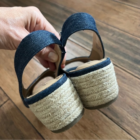 Abella Denim Open Toe Wedge Sandals Espadrille Comfort Size 8.5 Coastal Beachy - Picture 8 of 10